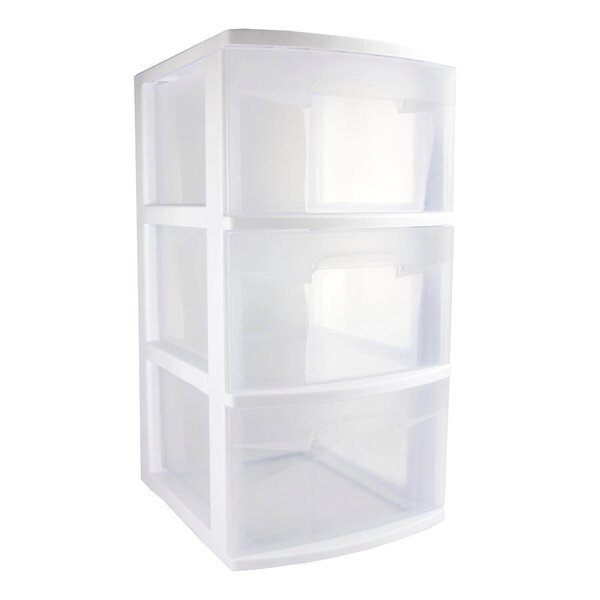 Life Story 3-Drawer White Stackable Shelf Organizer Plastic