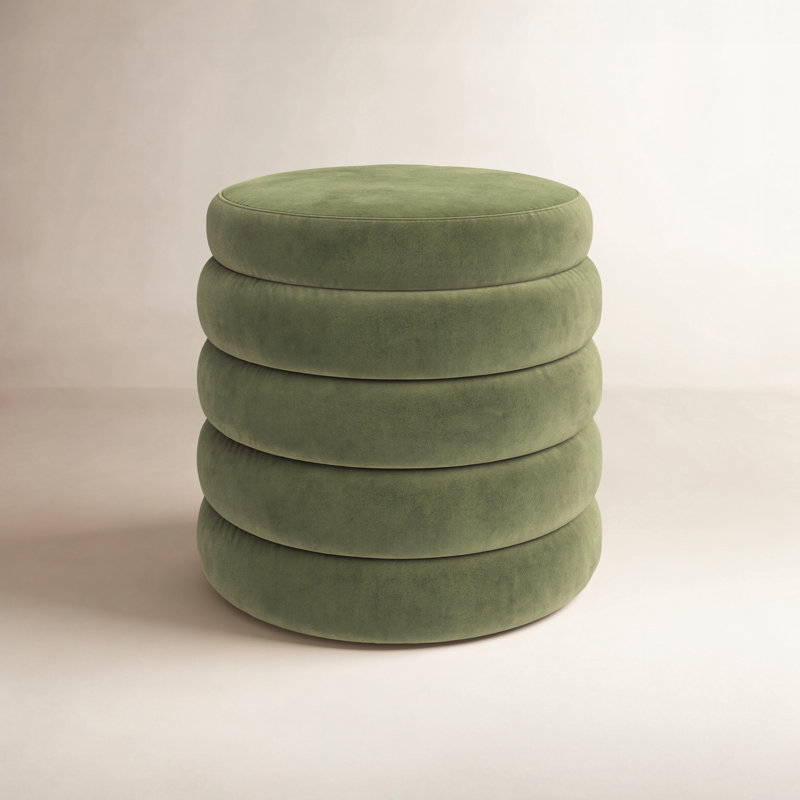 Repose-pieds avec rangement Helene, Velours vert olive