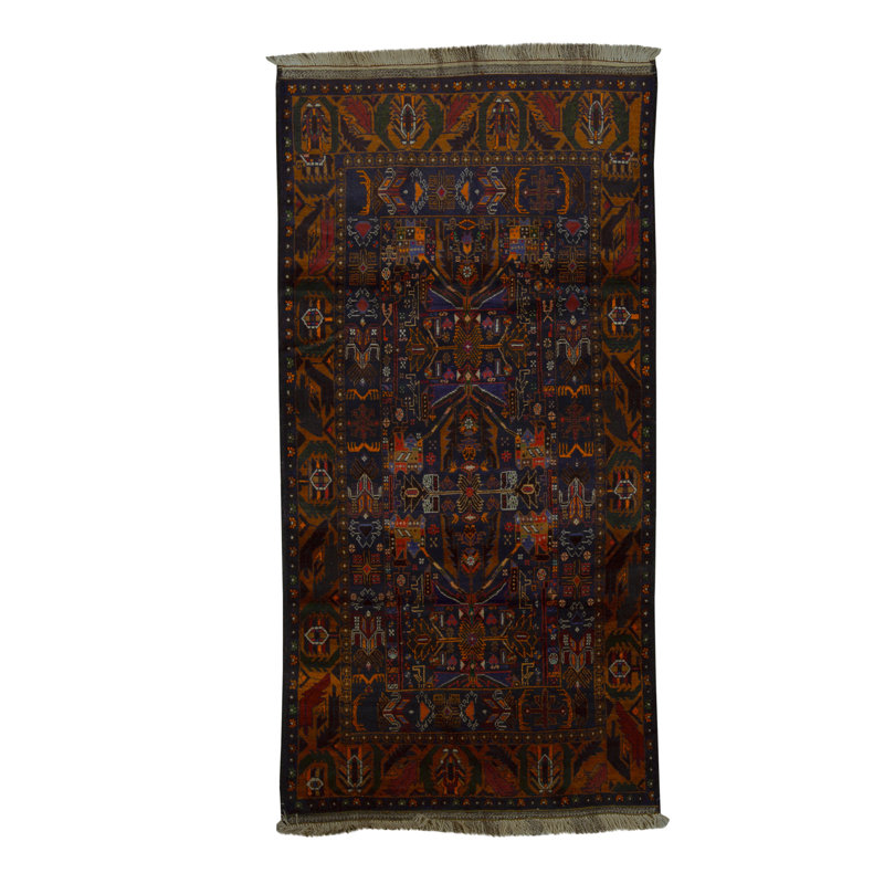 Hand-Knotted High-Quality Red and Blue Area Rug