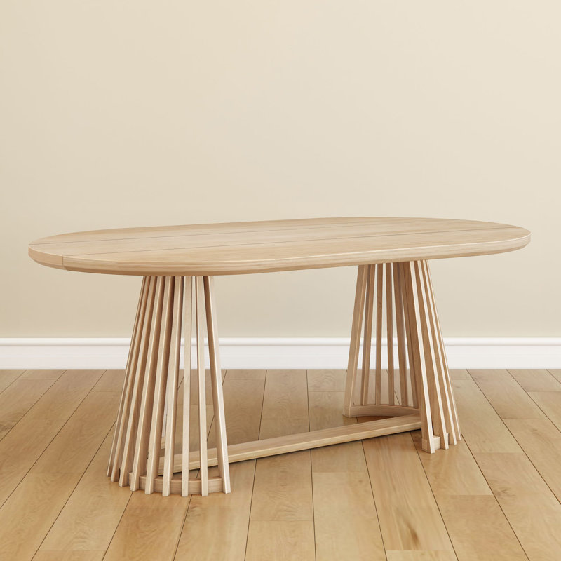 Lido Modern Oval 72" Dining Table with Slatted Base, Blonde