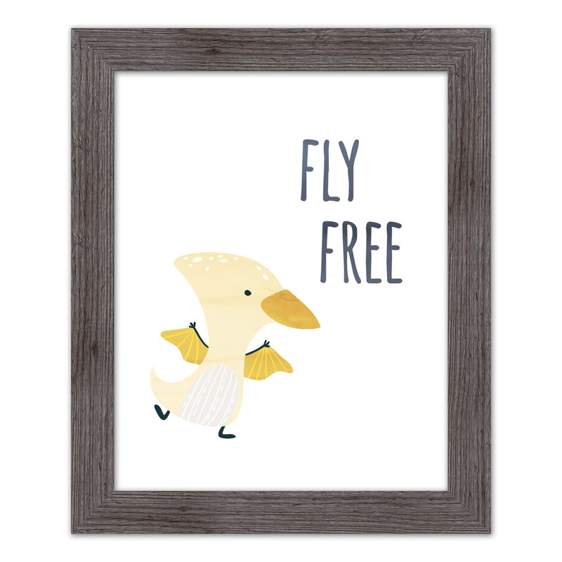 «Flying Dino», art encadré gratuit, H 20 po x l 16 po x P 0,75 po, Cadre gris