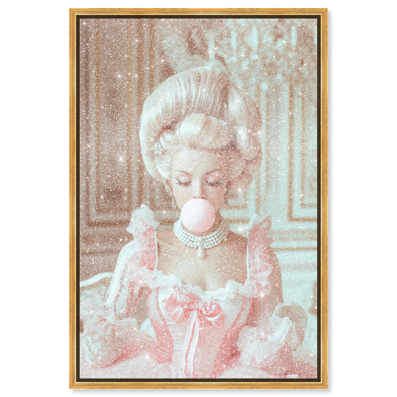 Oliver Gal Bubble Queen Glam - Diamond Dust Framed Canvas Art, 30" H x 20" W, Gold