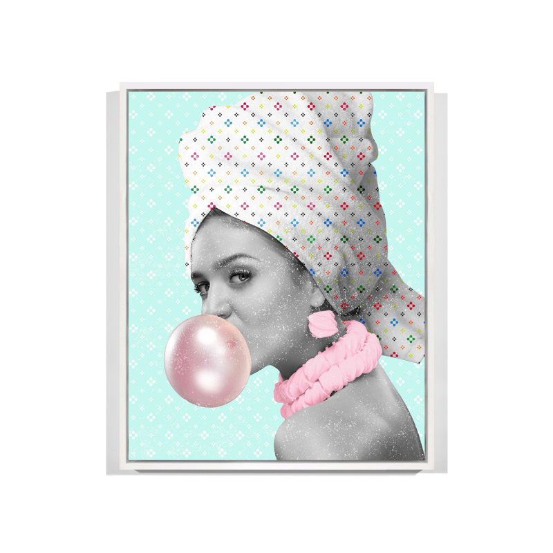 «Bubble Gum» par Yaffa G - reproduction, Cadre flottant blanc, H 41 po x l 33 po