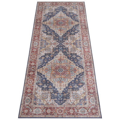 Teppich Sylla in Indigoblau/Rot