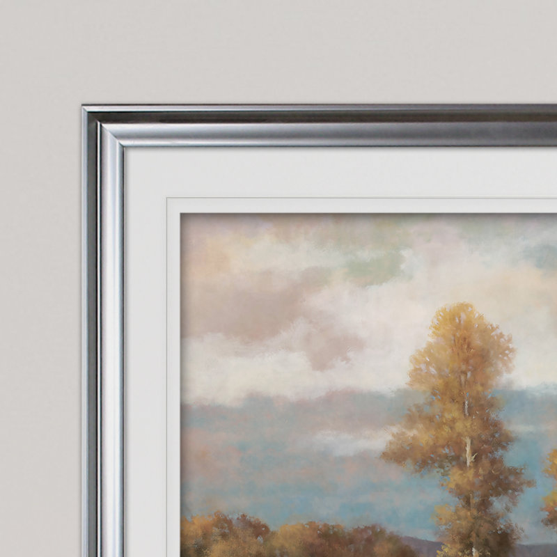 « winding river ii », reproduction de peinture à l’acrylique encadrée, Argent, H 28 po x l 38 po x P 1,5 po
