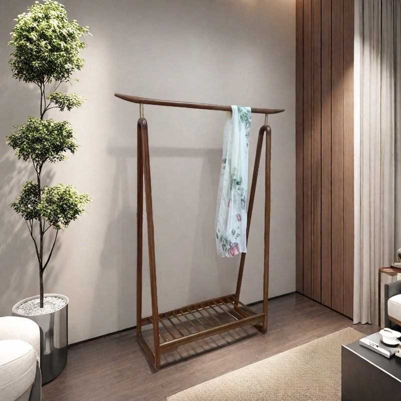 Elegant Solid Wood Coat Rack, Walnut
