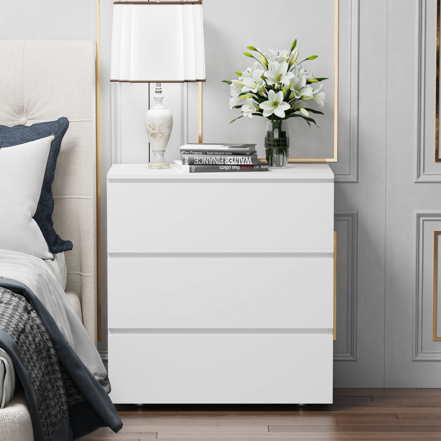 Ebern Designs Villanova 3 - Drawer Bachelor's Chest in White & Reviews ...