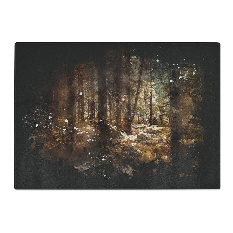 Tempered Glass Within the Woods Paint Splash Chopping Board, 28.5 cm x 39 cm