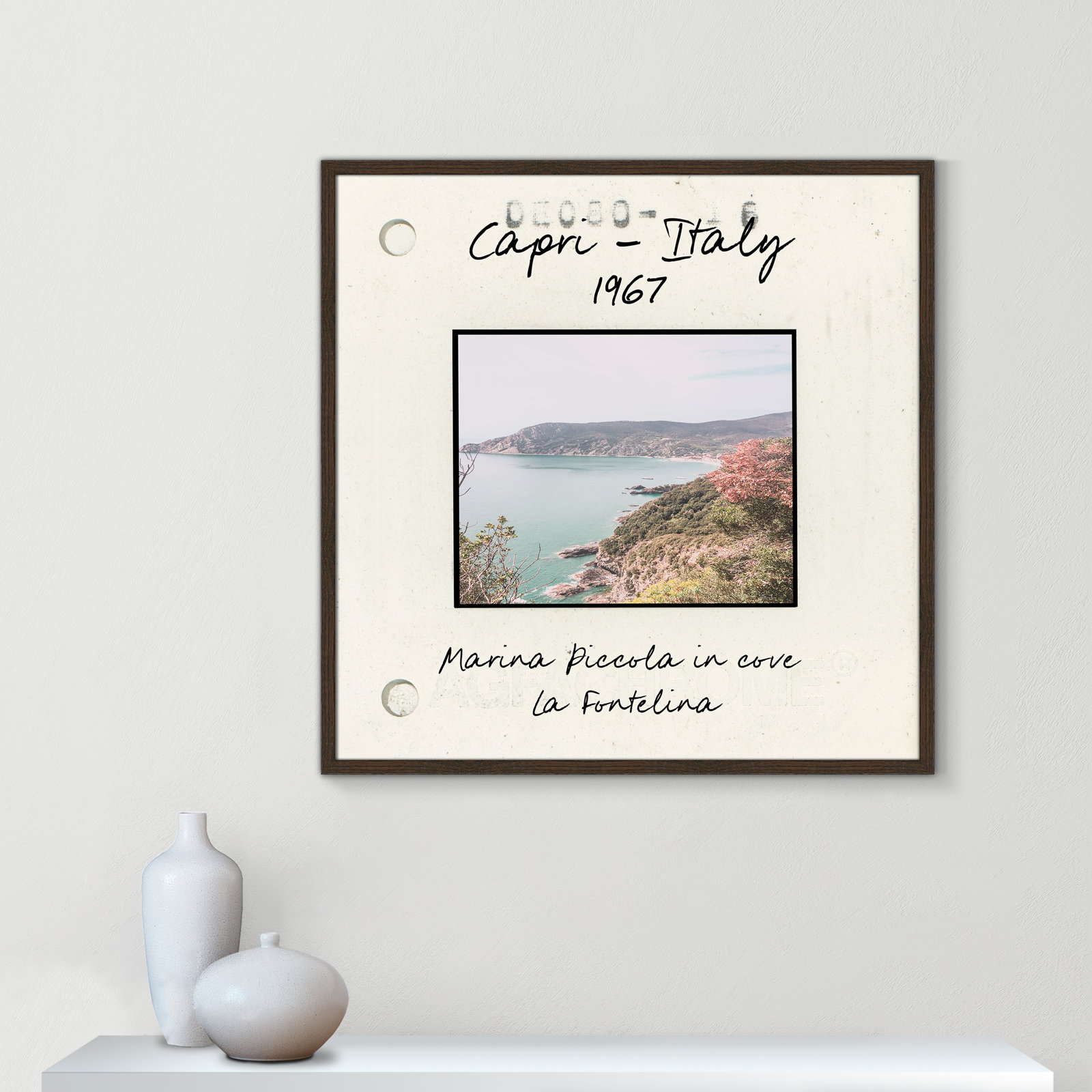 Ritona "Capri, Italy - Marina Piccola" Print, Walnut Single Picture Framed Paper, 32" H x 32" W x 0.75" D