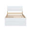 Structure de lit simple blanc moderne avec lit gigogne, tête et pied de lit ultrabrillants, chambre à coucher simple peu encombrante, couleur chêne clair-1177541545