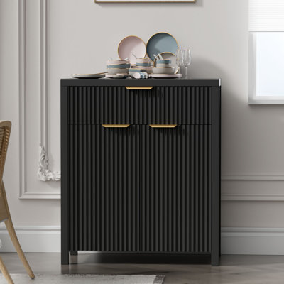 Modern Sideboard Cabinet With Large Drawer,Storage Buffet With Adjustable Shelf ,Entryway Cabinet With Water Ripple Design, Perfect Storage For Dining by Ebern Designs
