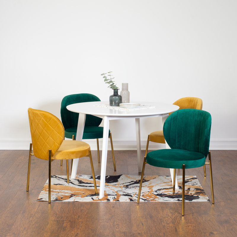 Ensemble de salle à manger Amoa, 5 pièces: table, 4 chaises, Jaune/vert