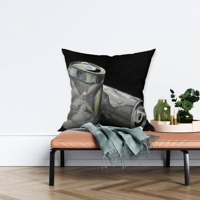 Empty cans - 26"x26" Throw pillow - Poly twill - Print on demand