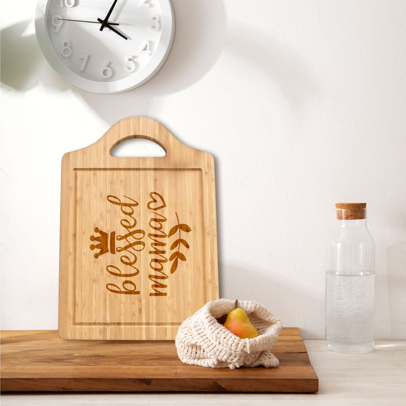 Planche à découper en bambou 1 pièce Blessed Mama, 11 po x 7,25 po