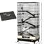 Cage portative Chinchilla avec 6 roues de construction en métal robustes pour la mobilité, fond de 6 petits écureuils amovibles de couleur noire