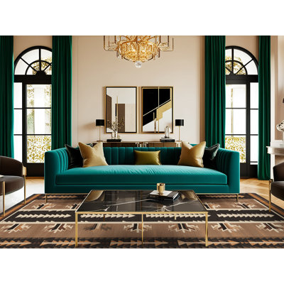 Tapis à motif géométrique à motif de têtes de flèches lavables Ginza