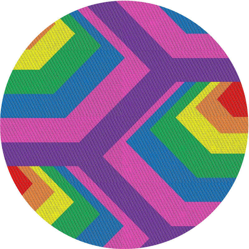 Geometric Indoor Rug, Round 4'