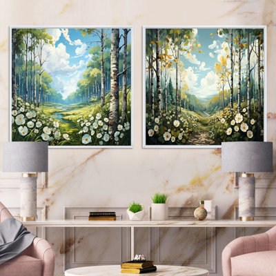 Birch Woods Whispering Winds - Forest Square Collage Set Of 2