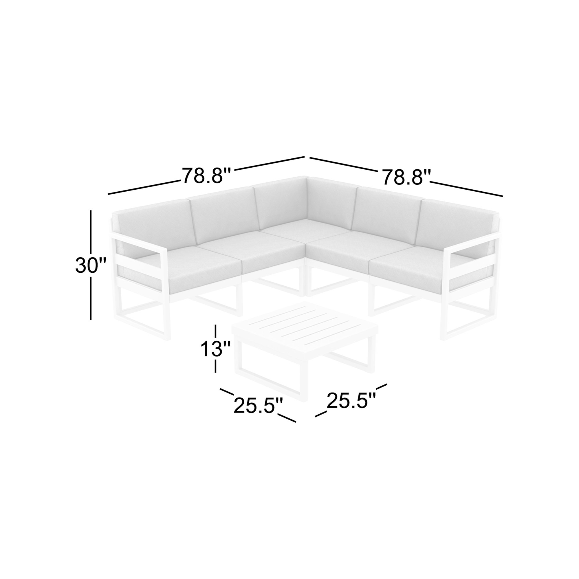 Lane 5 - Person Modular Patio Conversation Set with Cushions, Charcoal, Silver/Gray