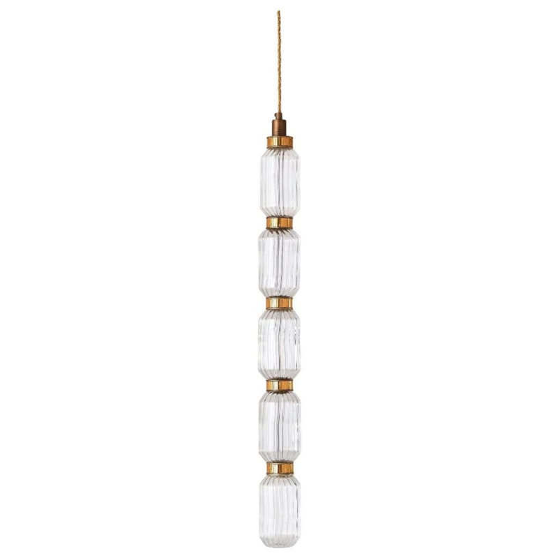 Lustre cylindrique Ballano, Bronze brossé, Fumée, 4" Diameter x 18" Height