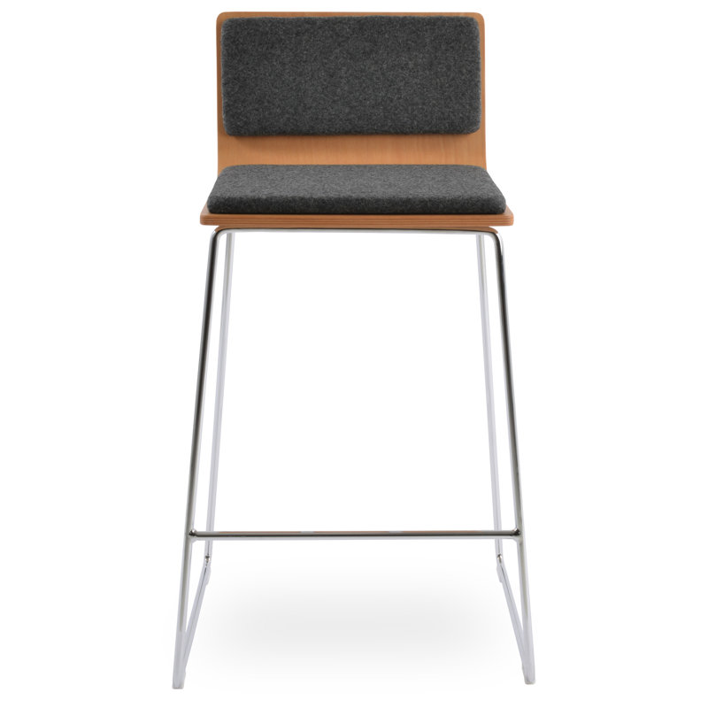Tabouret de bar et de comptoir Seguin, Gris foncé, Bois de frêne naturel, Tabouret de comptoir (assise de 24 po de hauteur)