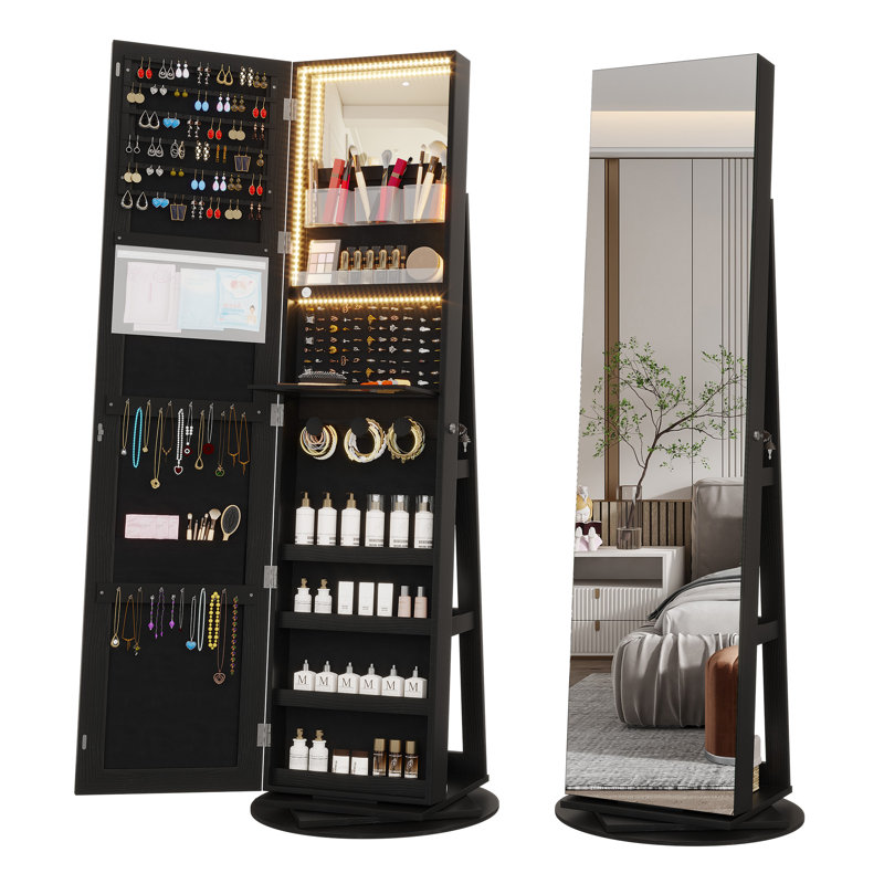 21.6'' Wide MDF Jewelry Armoire, Black