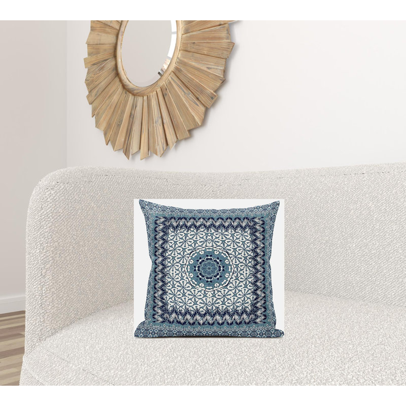 Floral Reversible Throw Pillow, Blue/White