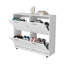 Armoire de rangement blanche à chaussures inclinable avec plusieurs compartiments et design moderne