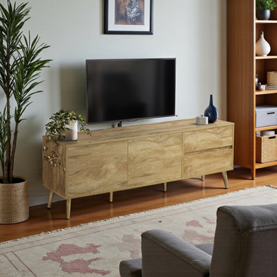 Meuble audio-vidéo polyvalent Mid-Century avec plusieurs options de rangement