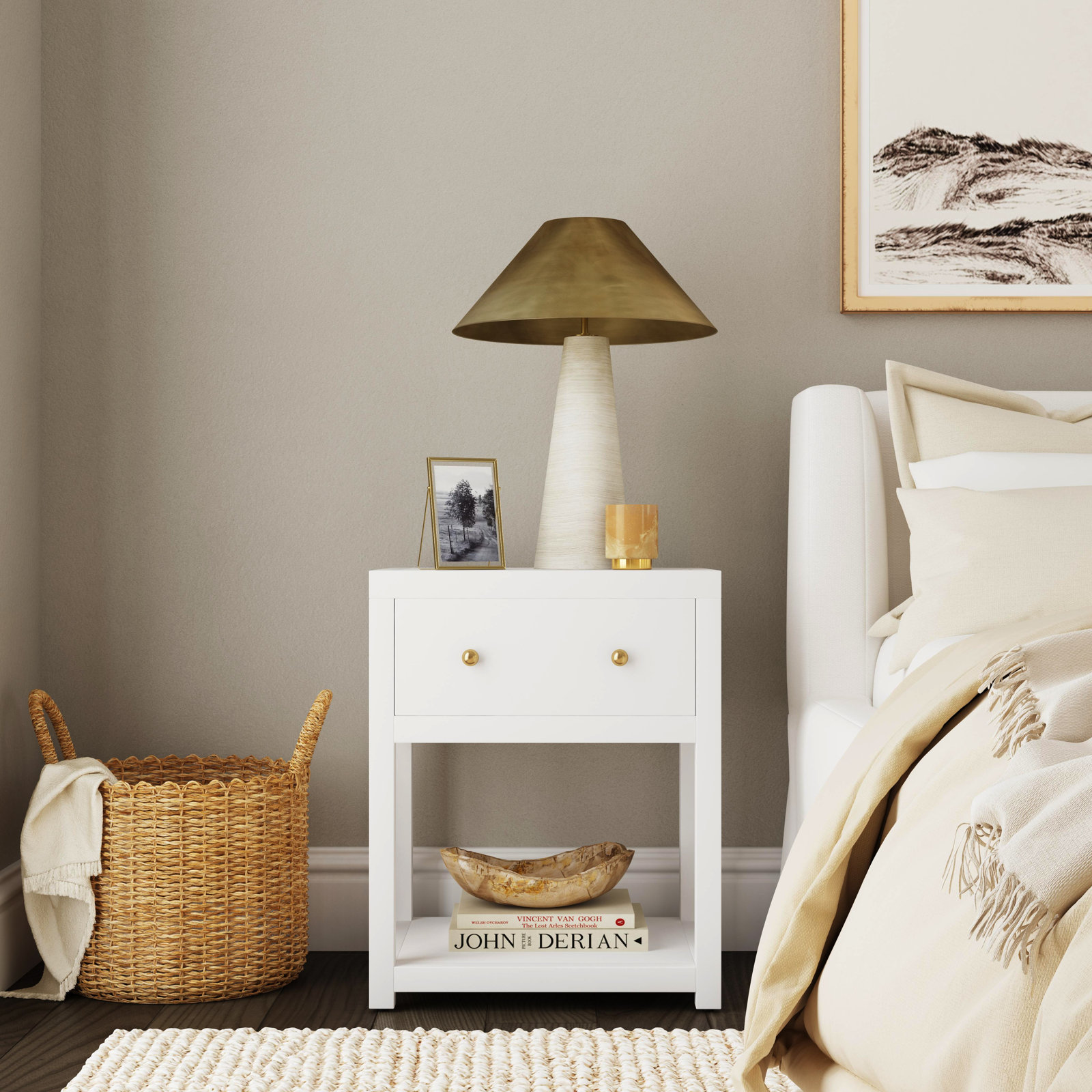 Celine 21" 1-Drawer Nightstand, Smooth White