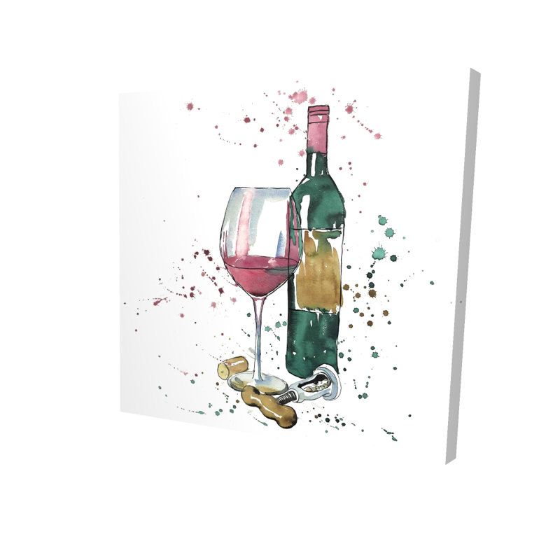 Bouteille de vin rouge, toile illustrative