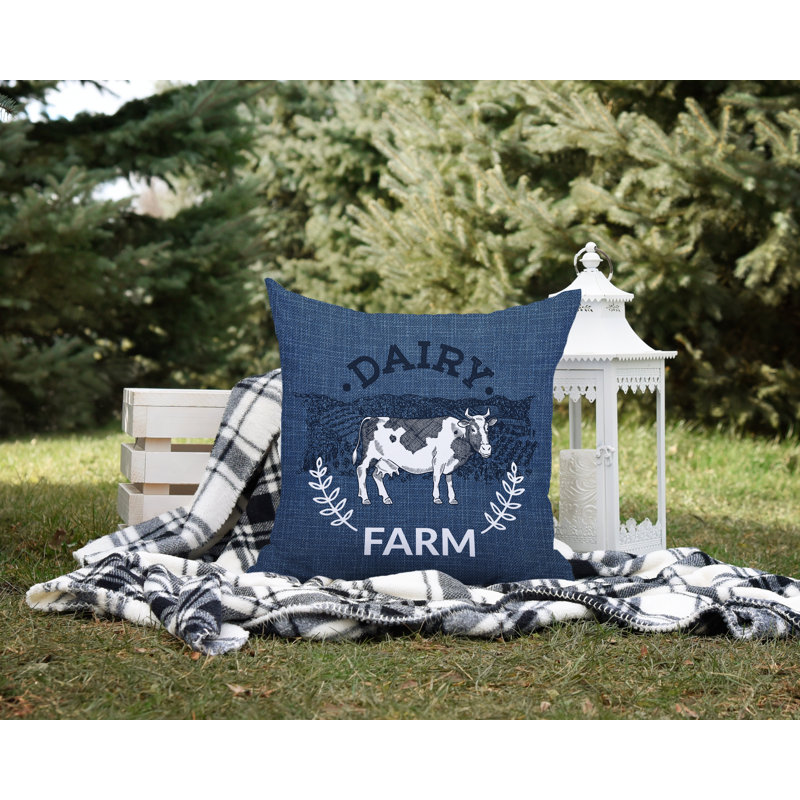 Oreiller intérieur / extérieur Bety Barnyard, L 19 po x H 19 po, Bleu