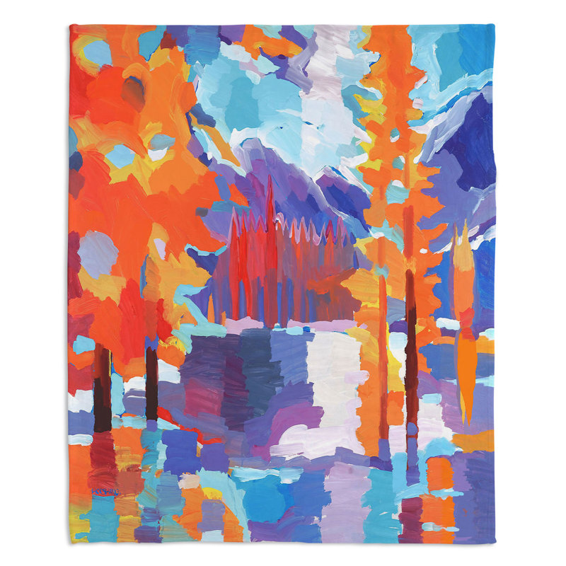 Couverture en sherpa doux à feuillage flamme long, l 68 po x L 80 po