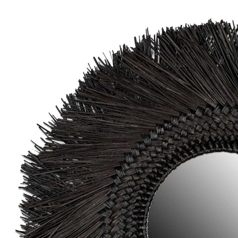 Miroir tressé en ruppie maritime, Noir