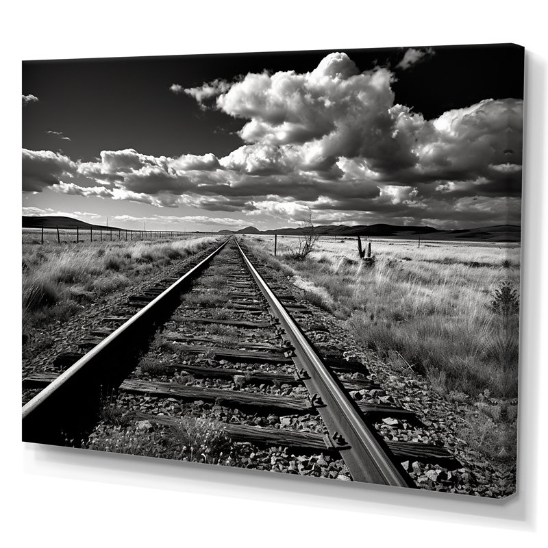 Photo de train noir et blanc - décoration murale train, Toile tendue, H 34 po x l 44 po x P 1,5 po