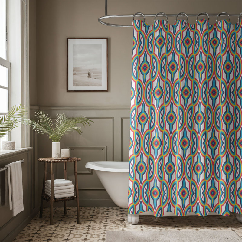 Rideau de douche Ruby Yellow Blue Tiles - 1 pièce 0143, H 74 po x l 71 po