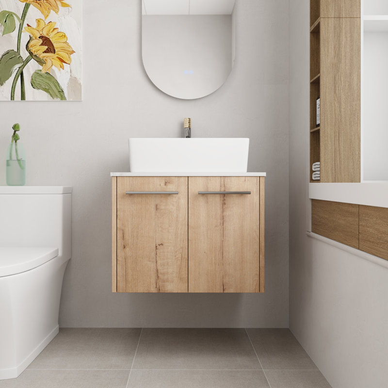 Ensemble de meuble-lavabo flottant simple 24 po avec plateau en céramique Criselle
