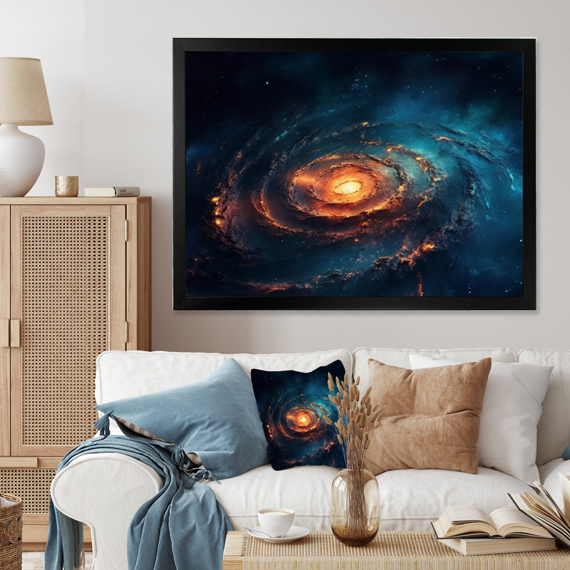Tourbillon majestueux de la galaxie - impression, Cadre photo noir, H 12 po x l 20 po x P 1 po