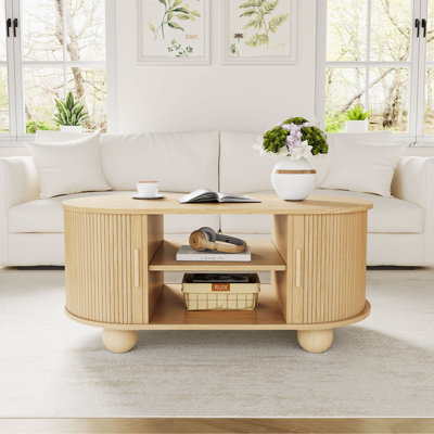 Table basse simple cannelée ovale avec rangement 39,37 po