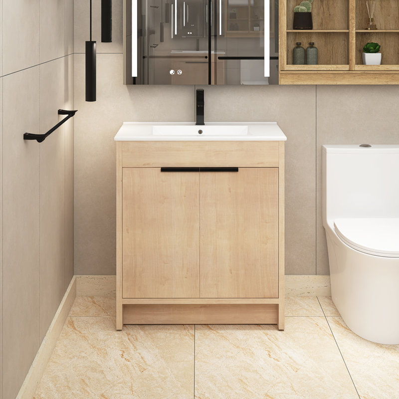 Ensemble de meuble-lavabo simple 30 po avec dessus Donterrio, Blanc