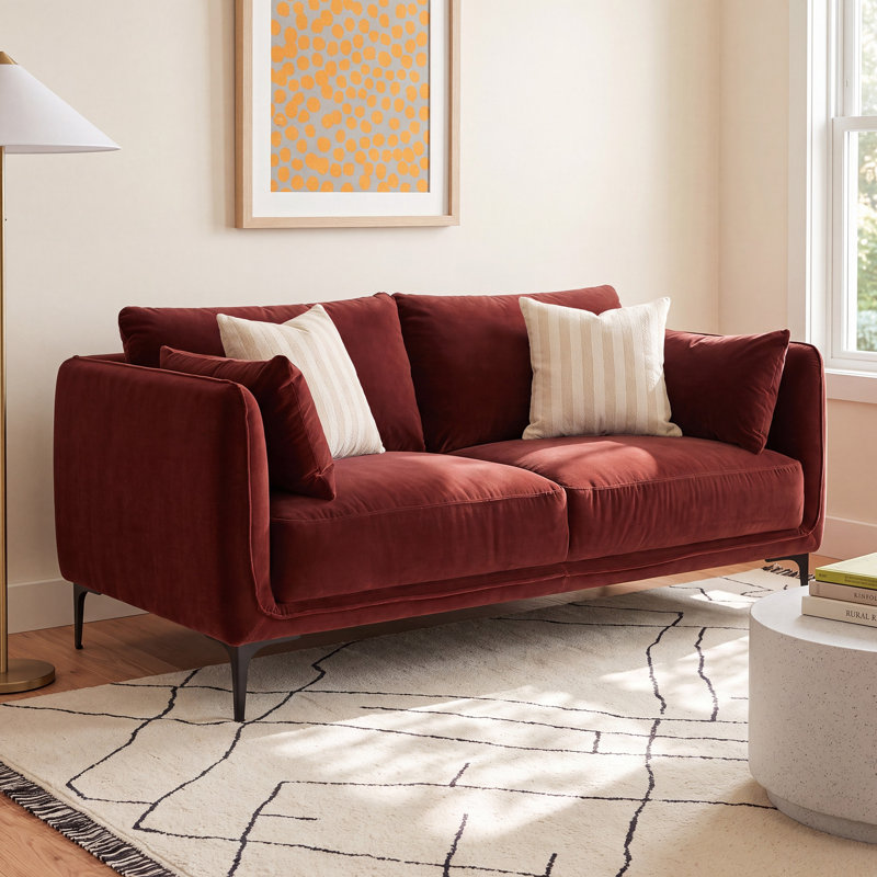 Rae Upholstered 60'' Loveseat, Falkirk Reddish Brown Velvet