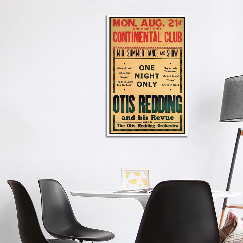 Otis Redding at the Continental Club's Midsummer Dance & Show Handbill, August 1967 by Radio Days - Graphic Art Print on Canvas