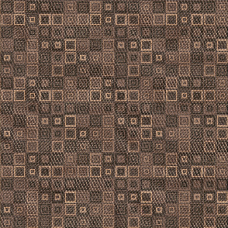 Tapis brun en laine géométrique, Carré 5 pi
