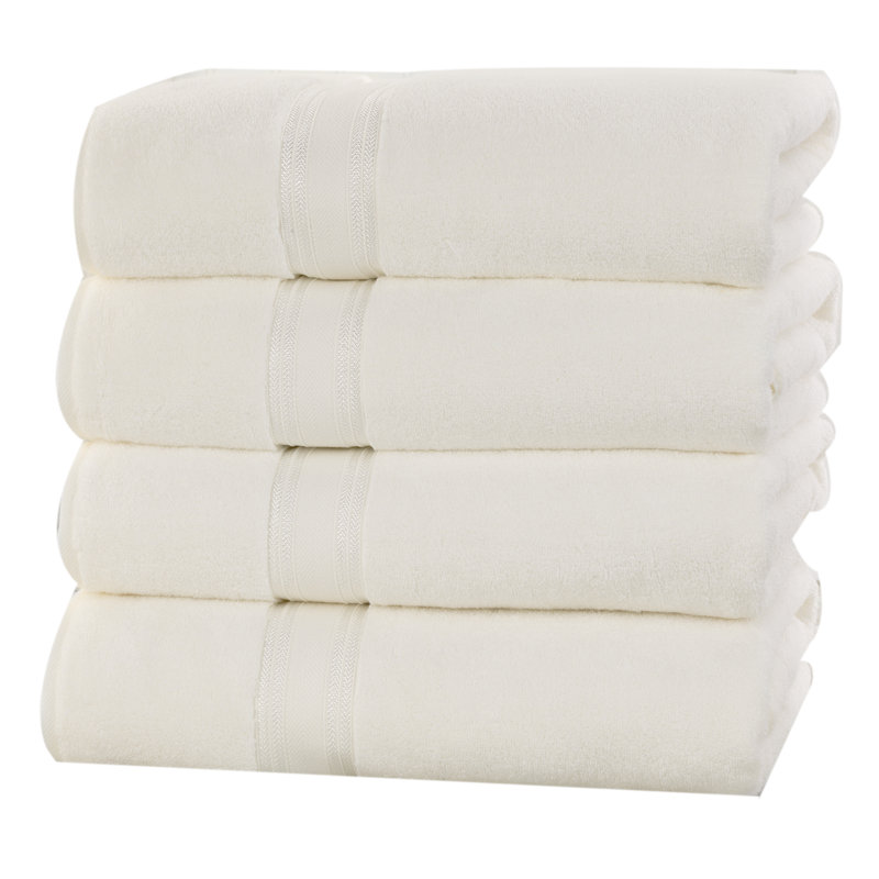 Ensemble de 4 serviettes de bain 100 % coton Brecken, Ivoire