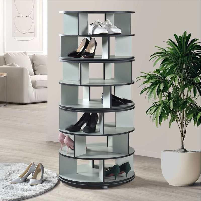 Étagère à chaussures rotative à 7 niveaux, étagère à chaussures pivotante rotative 360 ° Lazy Susan