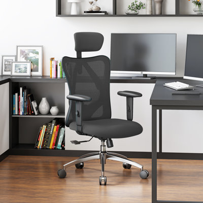  Chaise de bureau ergonomique en filet avec support lombaire réglable et accoudoirs rembourrés pour 300 lb