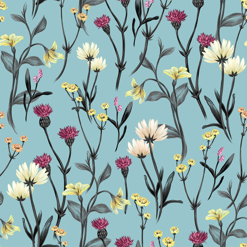 Floral Tile, 2.08' W x 10.42' L