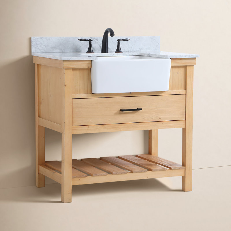 Ensemble de meuble-lavabo simple 36 po Pelaghia, Bois naturel
