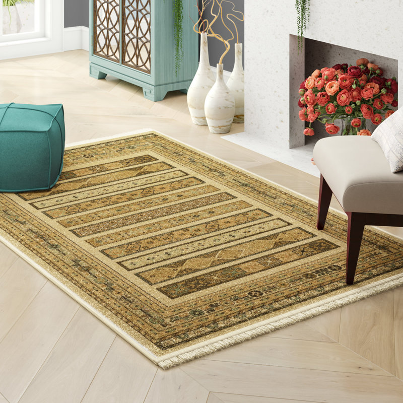 Tapis à motif géométrique Jaeden, Rond 8 pi, Bleu
