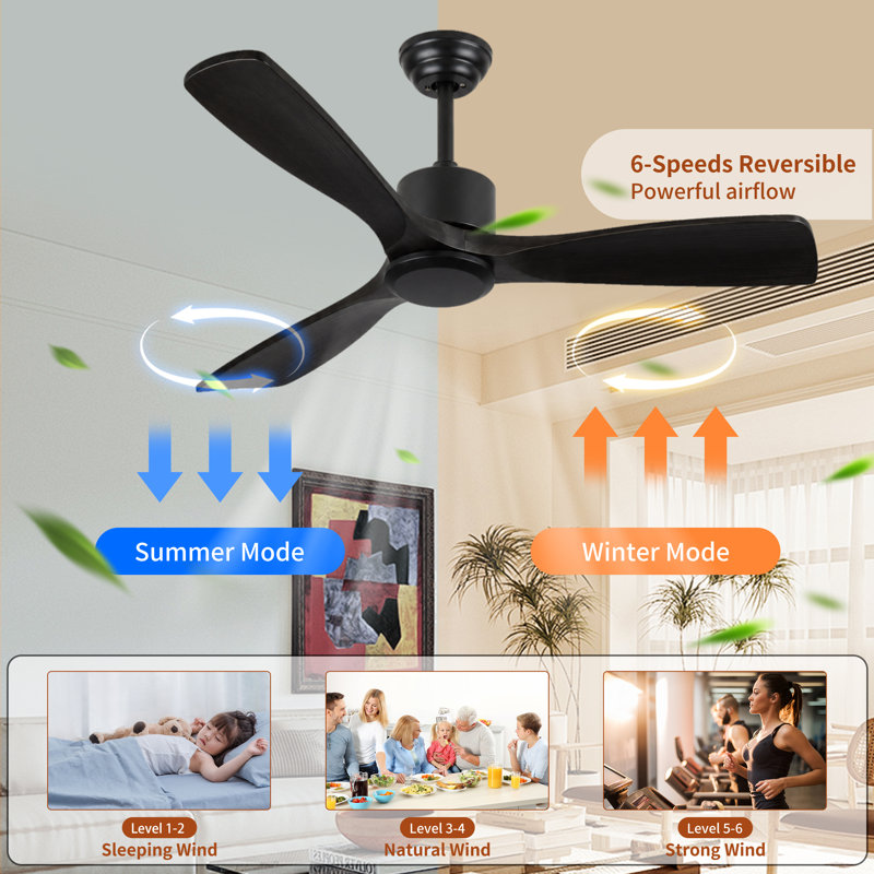 52-Inch Wood Ceiling Fan Without light